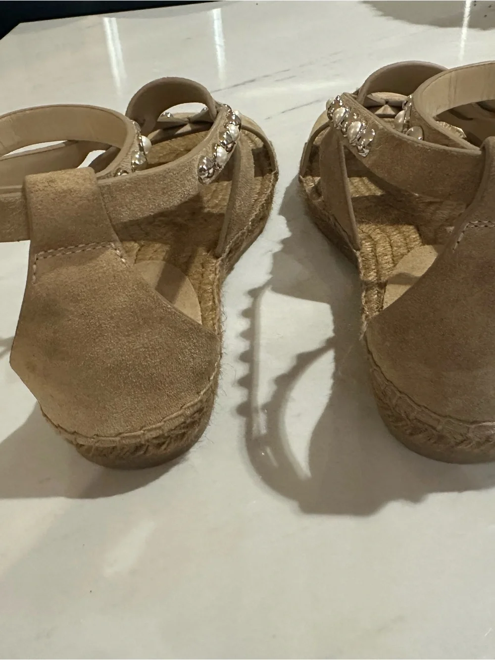 Jimmy Choo Denise Flat Espadrille, 37.5, Beige